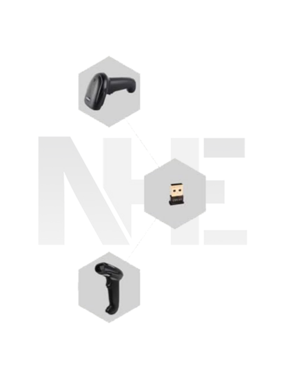 صورة ماسح الباركود KOOHII 2D Bluetooth مع موصل ، USB أسود ، قابس المملكة المتحدة